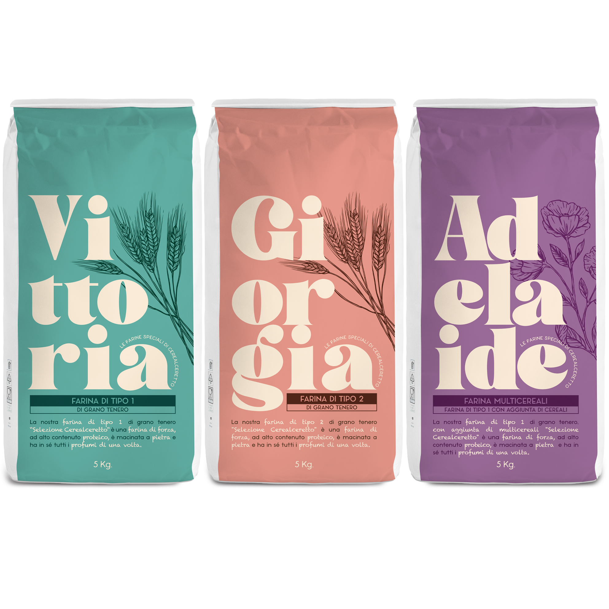 Tre farine da 5 kg. Vittoria Giorgia e Adelaide - Spedizione al 50%